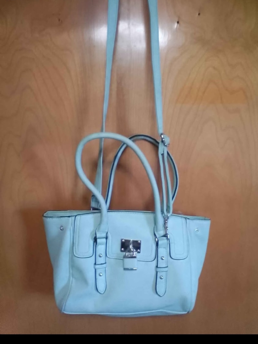 Massimo Light Blue Crossbody Tote with Dual Handles